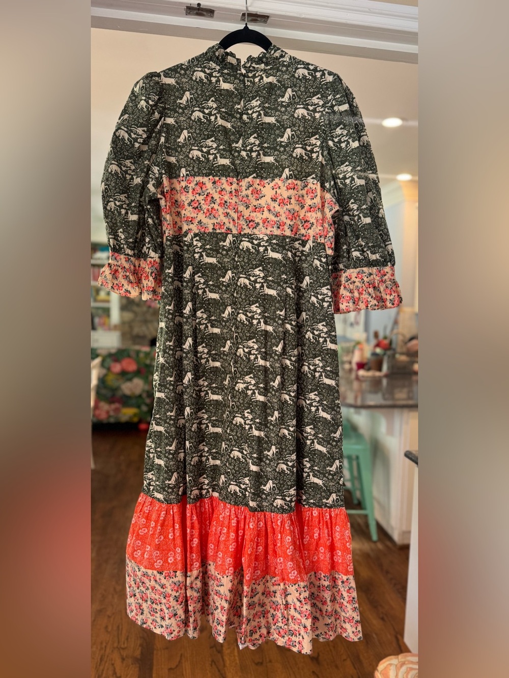 Batsheva x Laura Ashley Ruthin Prairie Midi Dress Abercastle Green - Picture 2 of 3